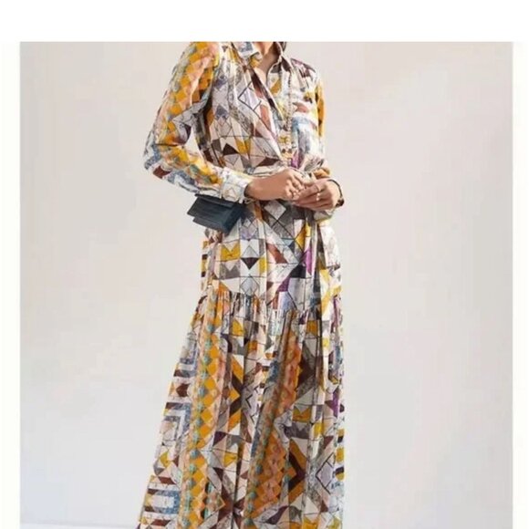 Anthropologie Multicolor Geometric Maxi Dress - Picture 2 of 5